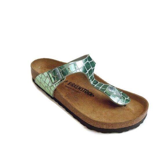 Birkenstock Gizeh Thong Sandals Gator Gleam Green Womens Sz 7-7.5 EU 38 Regular - Picture 1 of 9
